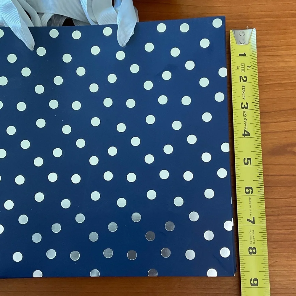 Martha Stewart Blue and Silver Polka Dot Gift Bag